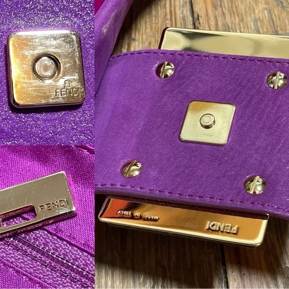 Fendi Rare Y2K Iridescent PlumSuede Mamma Baguette Shoulder Bag - Picture 12 of 15